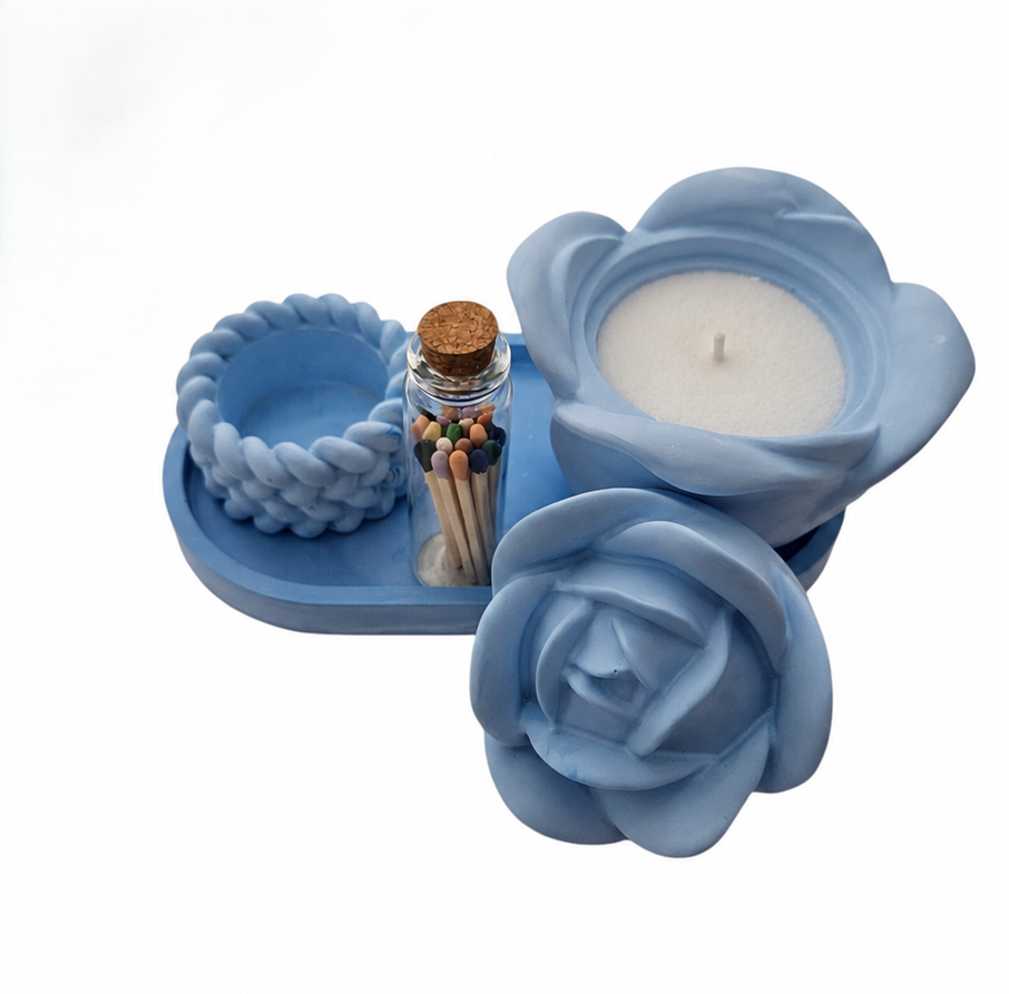 Thumbnail: Floral Rose Candle Tray Set