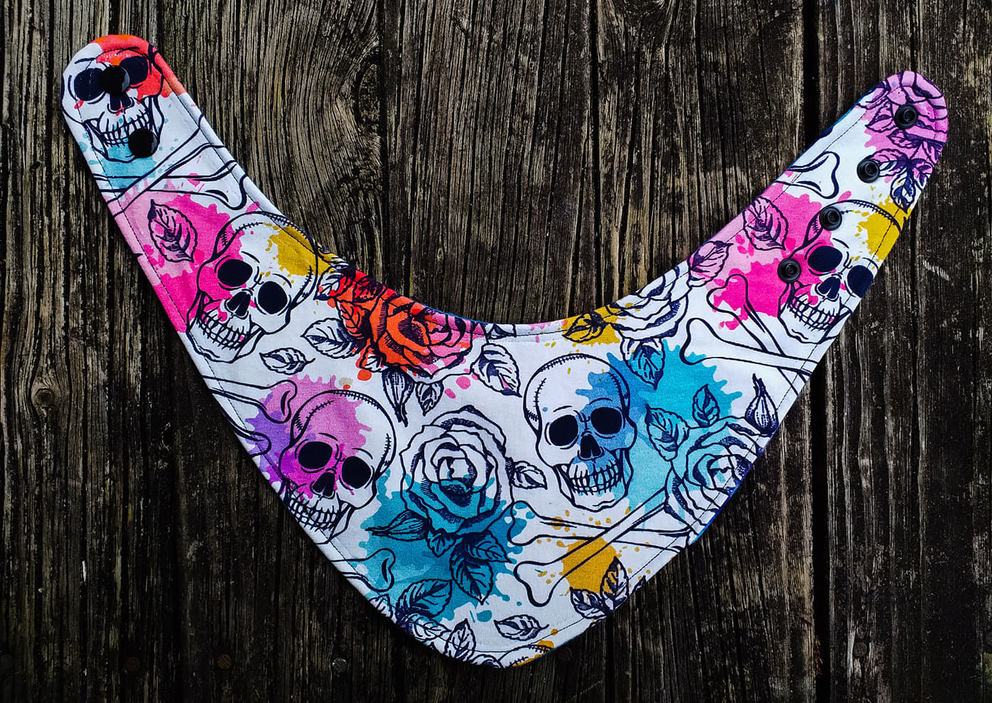Cowboy Bandana Bib: Floral Skulls