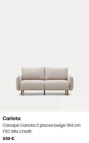 Canapé-lit Carlota 2 places beige avec pieds en bois de hêtre 185 cm FSC Mix Credit