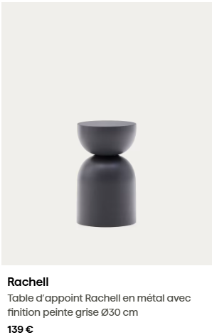 Table d'appoint Rachell en métal avec finition noire brillante Ø 30 cm