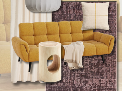 Moodbaord jaune et bois clair