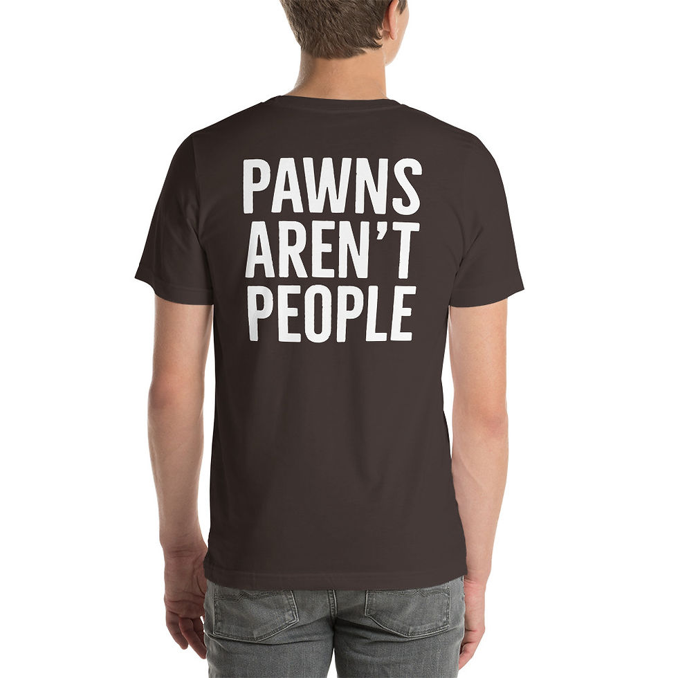 Thumbnail: Unisex ChessDojo t-shirt | Pawns Aren't People (White)