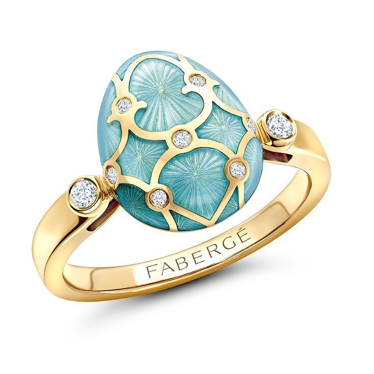 Gold ring with hot enamel Easter egg Faberge