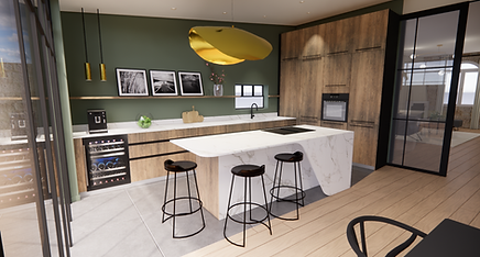 Cuisine ouverte avec îlot central design