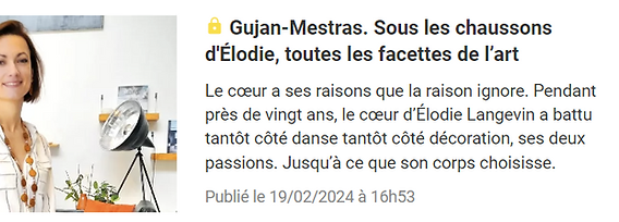 Article published in La Dépêche du Bassin - Elodie Langevin