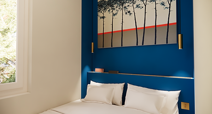 Tête de lit moderne dans appartement du Bassin d'Arcachon