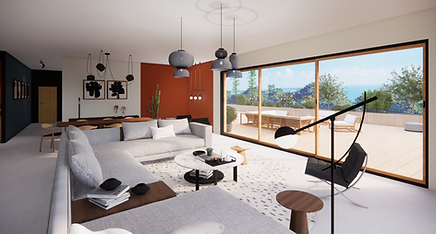 Salon design d'une villa au Pyla