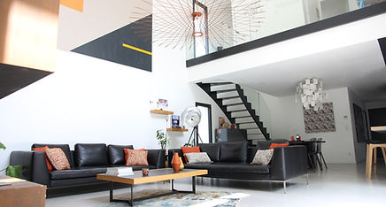 Salon moderne sur le Bassin d'Arcachon dans villa d'architecte