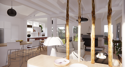 Entrée lumineuse avec claustra bois flotté