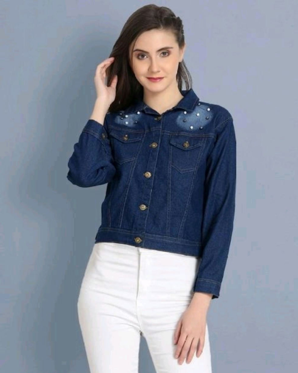 Thumbnail: Women's/girls/ladies jeans jacket/denim waist coat/bandi/shrug