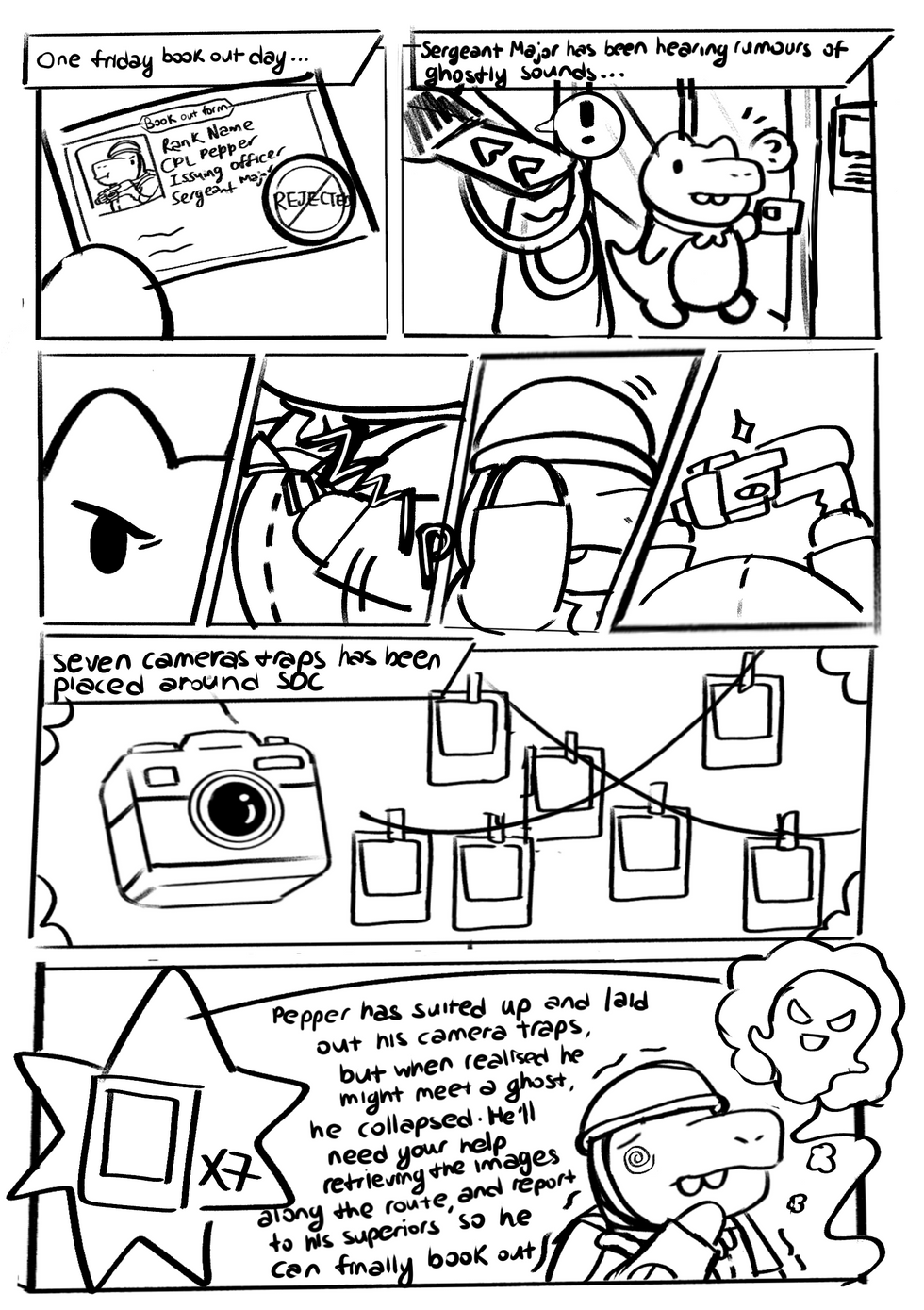 SDC Brochure Puzzle Hunt comic design draft