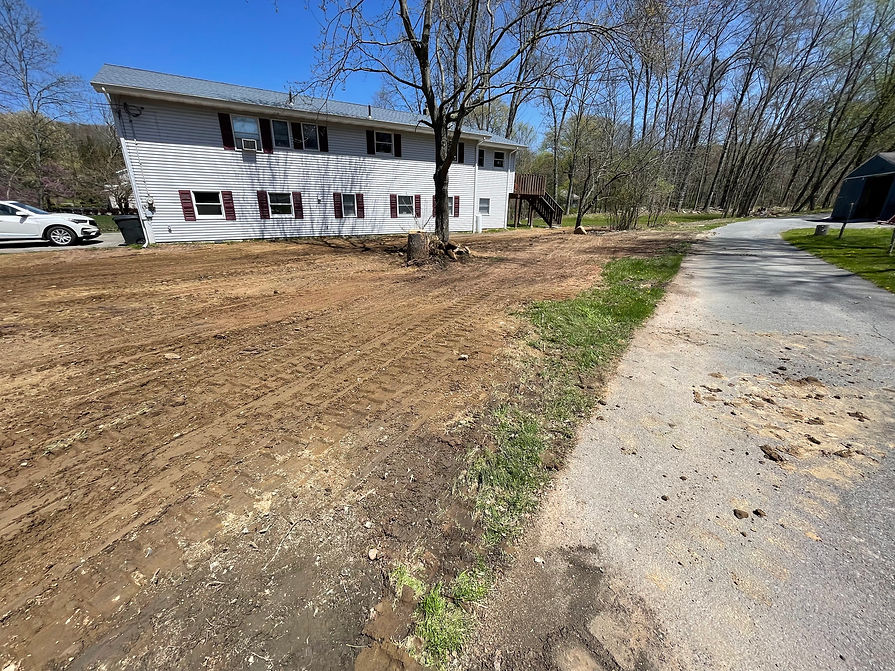 Side of the house view of Leveled land.