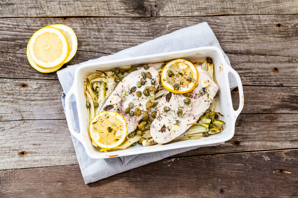 Baked Halibut with Lemon Caper Sauce Recipe