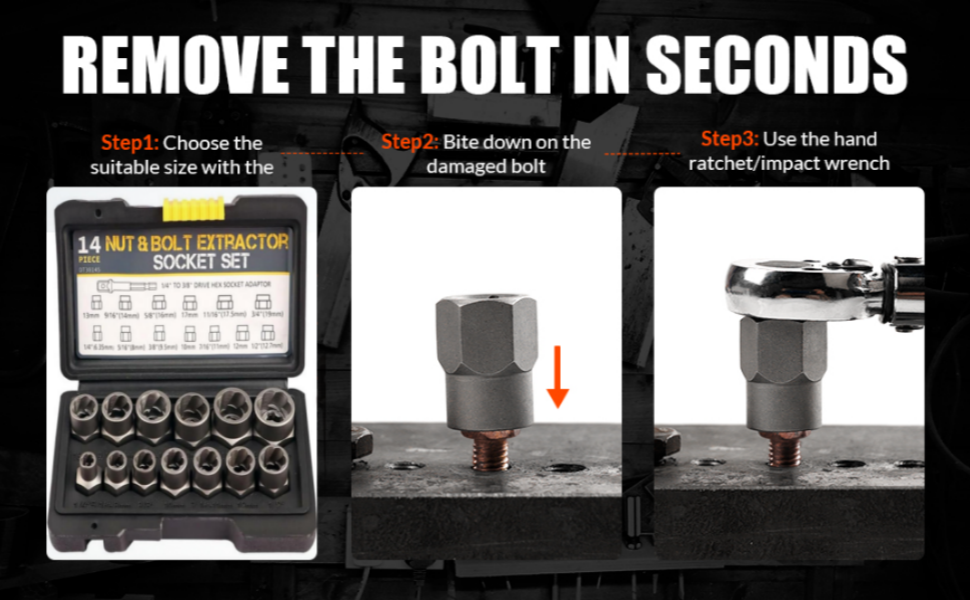 Miniatura: 14 Pcs Nut Extractor Socket Set.