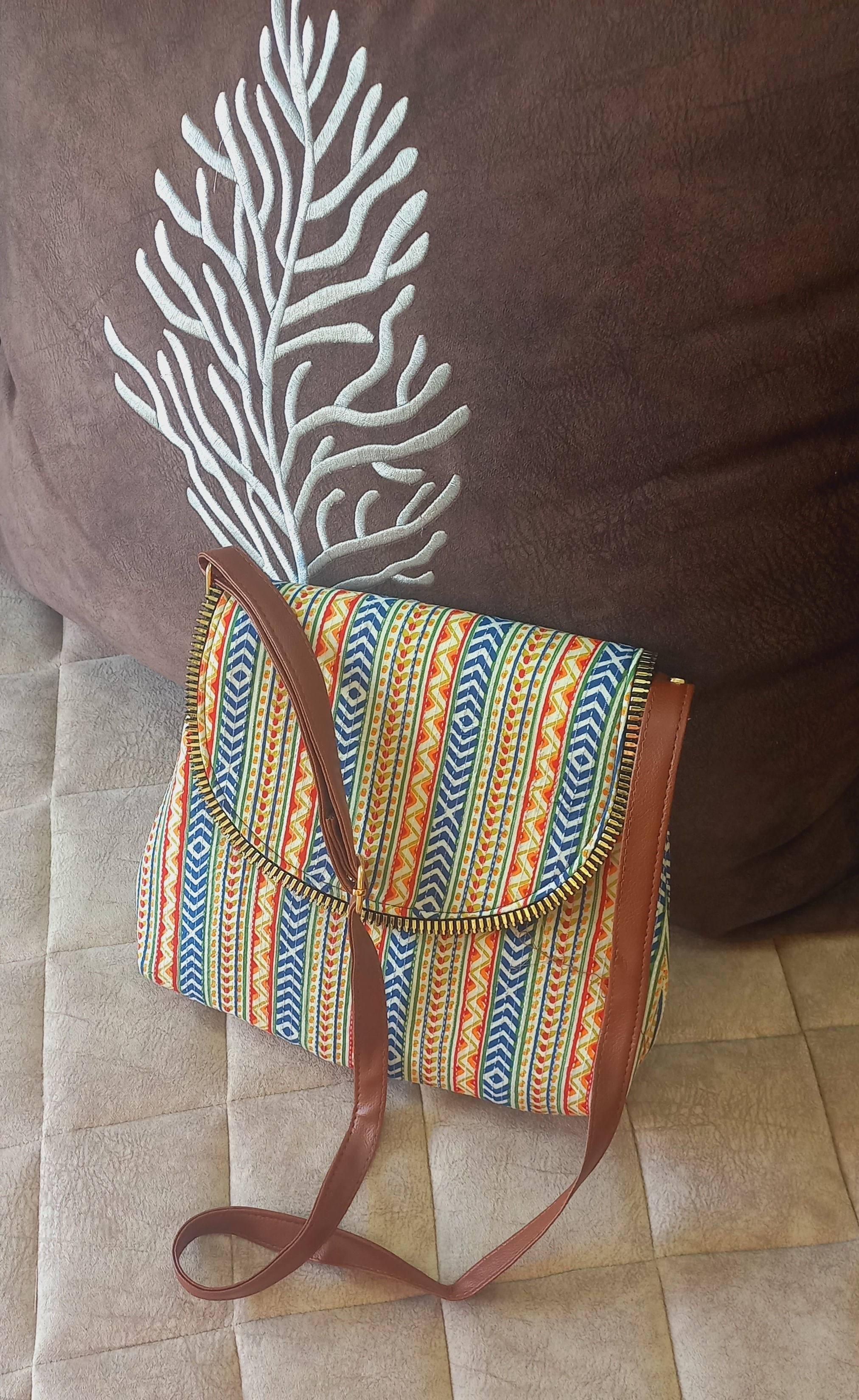 Ikkat Printed Sling Bag