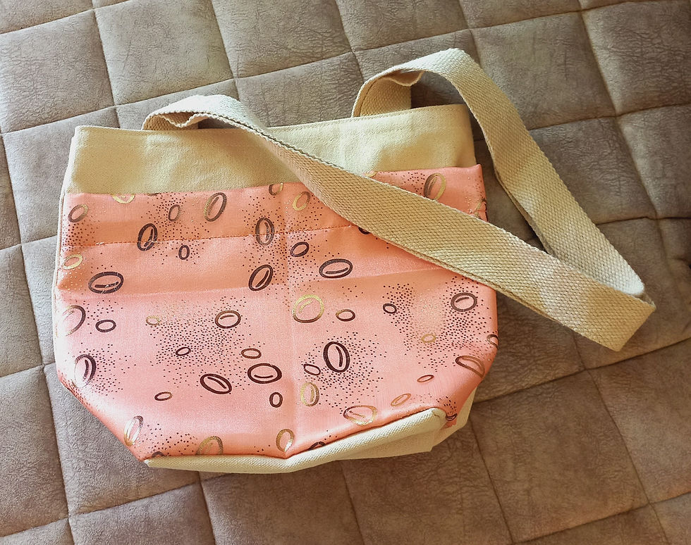 Thumbnail: Peachy Gold Rings Canvas Tote