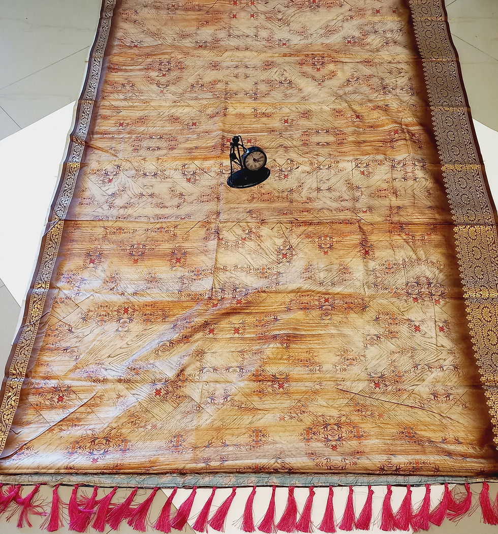 Thumbnail: Clinkwagon Rust Floral Viscose Saree