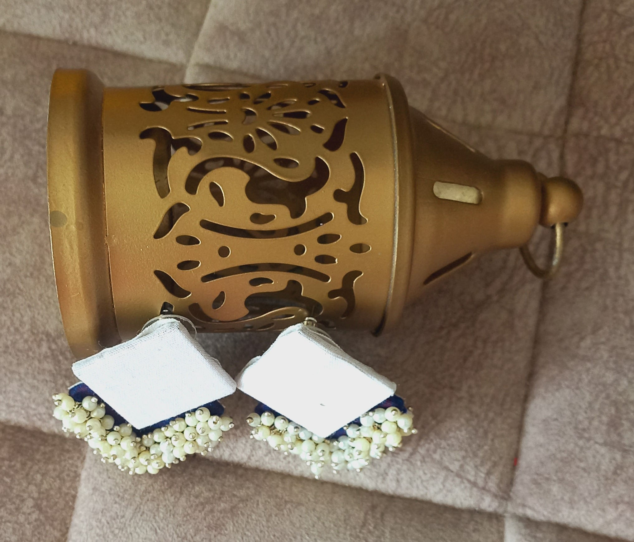 White Fabric Earrings