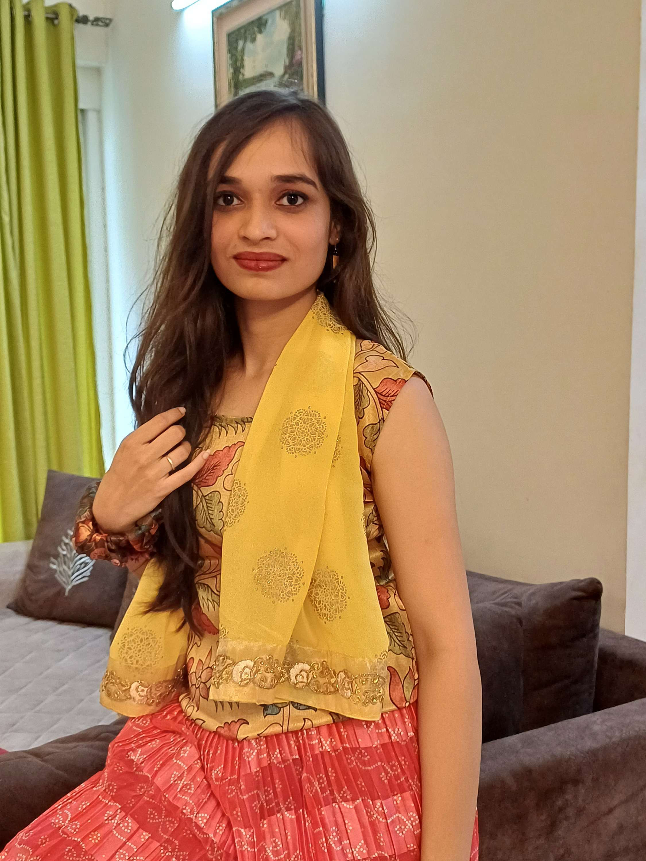 Lemon Yellow Georgette Stole