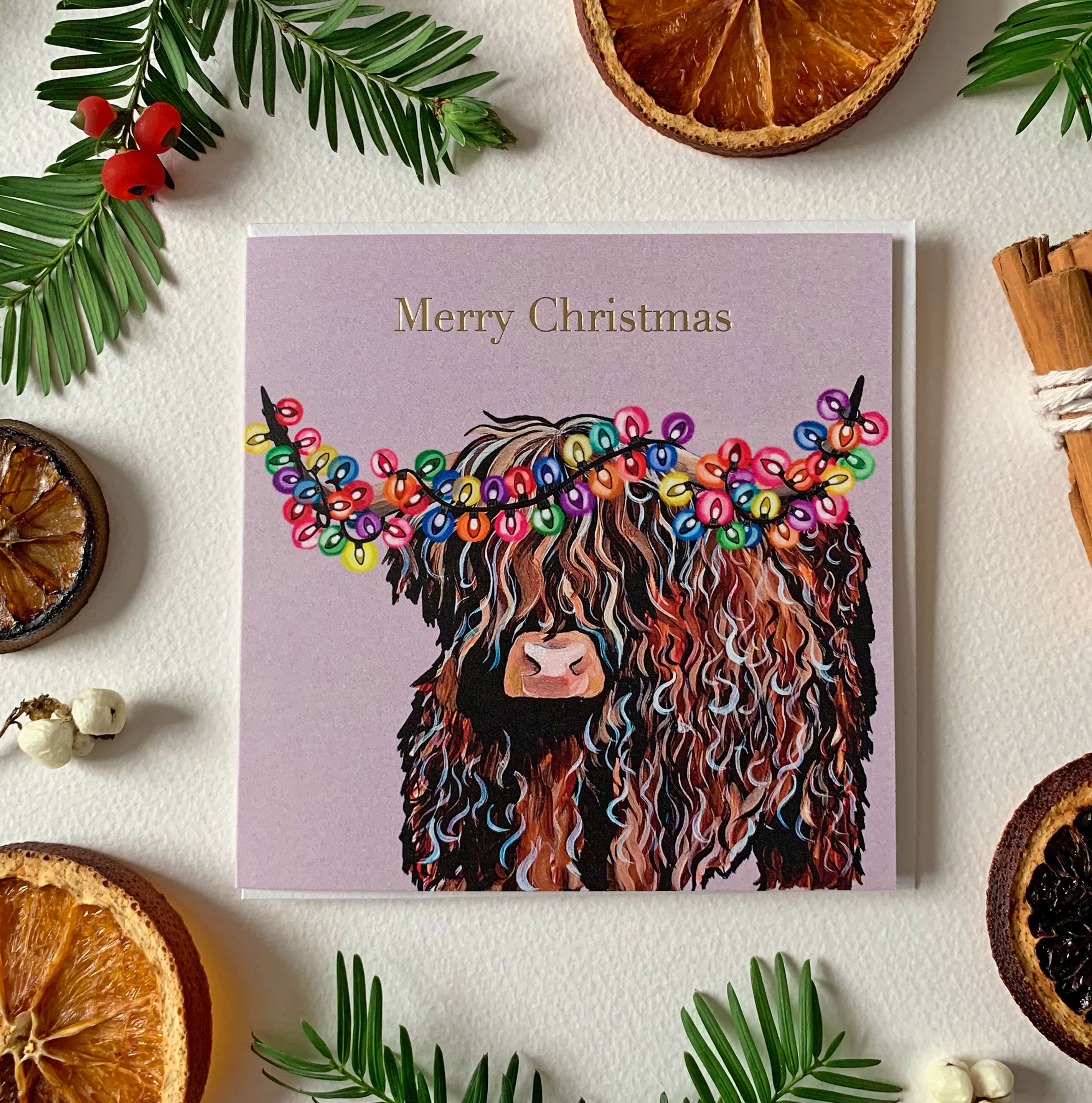 Tarjeta navideña de vaca