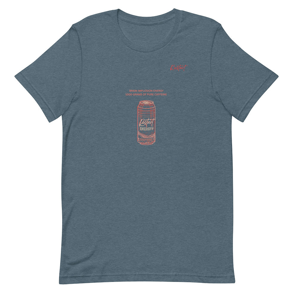 Thumbnail: Slate blue t-shirt with a red soda can graphic.