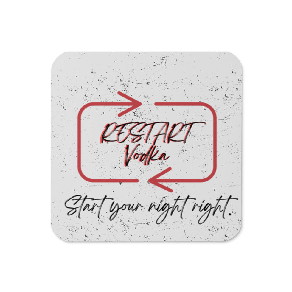 Restart Vodka logo with Start your night right slogan.