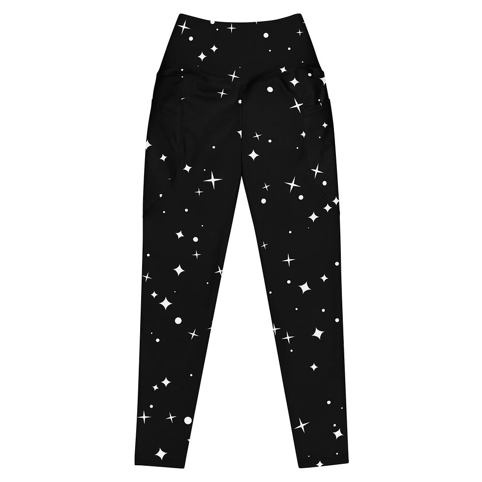 Thumbnail: Black Restart Leggings with white star pattern and pockets