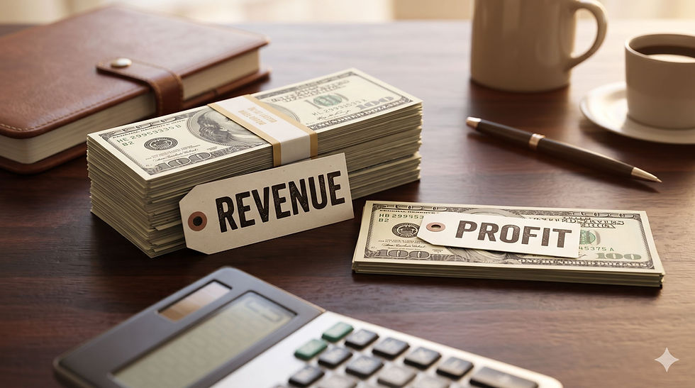 Law firm profit margin vs revenue distinction for attorneys bookkeeping