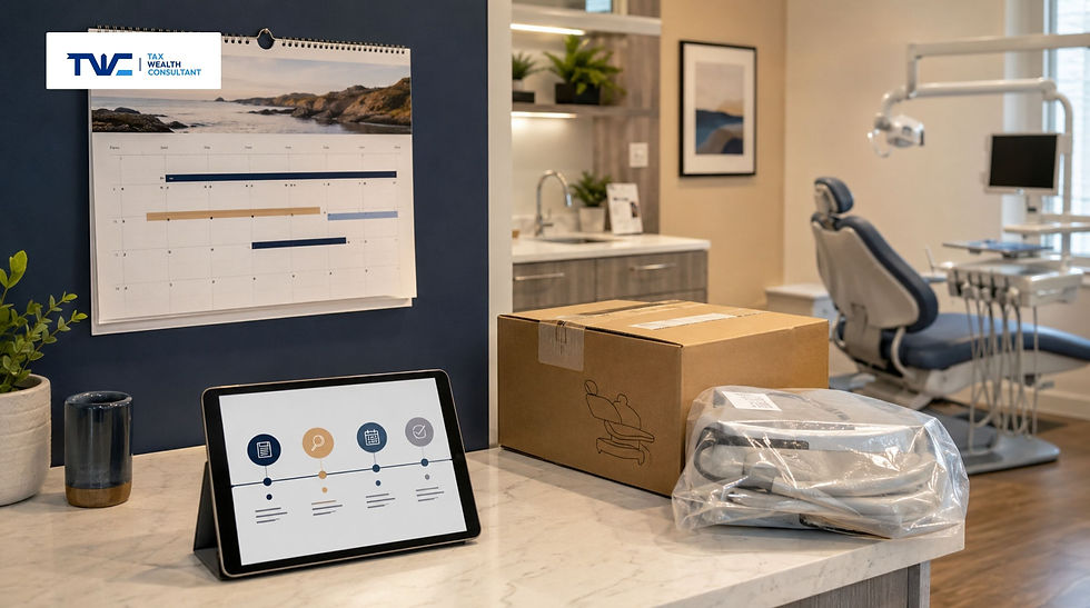 The placed in service date determines the deduction year for medical equipment