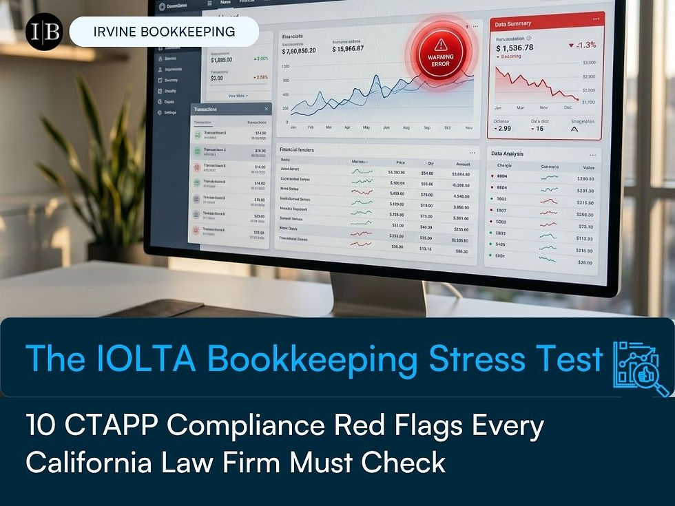 IOLTA bookkeeping negative client balance warning for law firm trust accounting