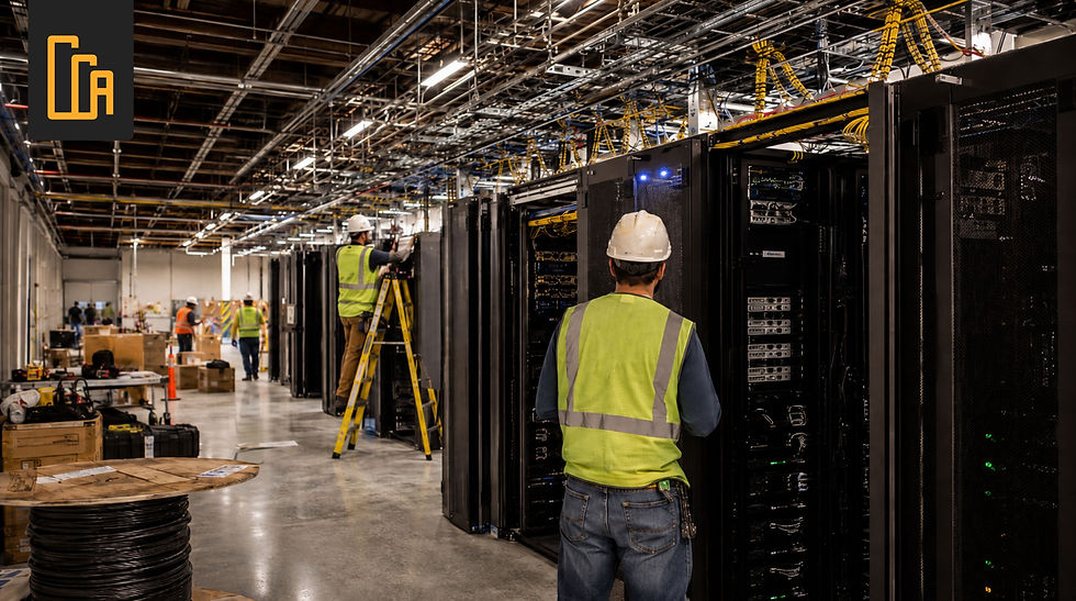 Houston data center construction site with MEP contractors