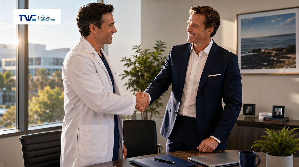 Tax Wealth Consultant advising a high-income physician on tax planning in Irvine