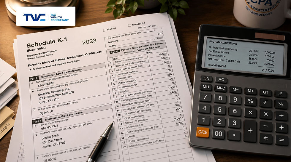 Schedule K-1 Form 1120-S pro rata share allocation to S-Corp shareholders