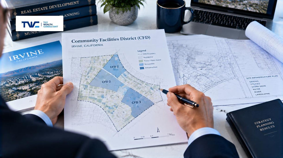 A Community Facilities District map showing the boundaries of a Mello-Roos special tax zone
