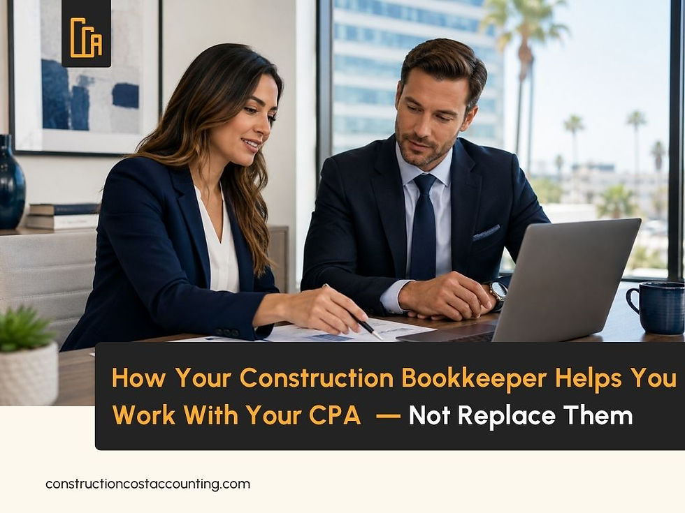 How Your Construction Bookkeeper Helps You Work With Your CPA — Not Replace Them