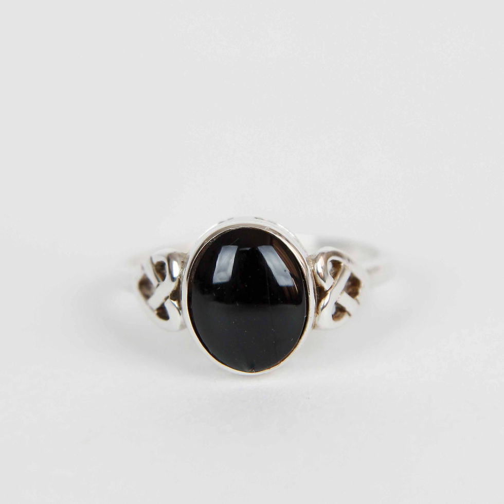 Whitby Jet Celtic Heart Ring