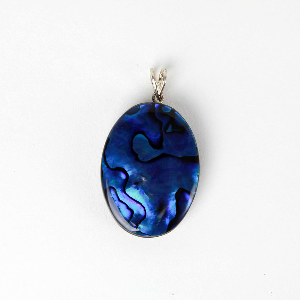Whitby Jet Oval Blue Abalone Pendant XL