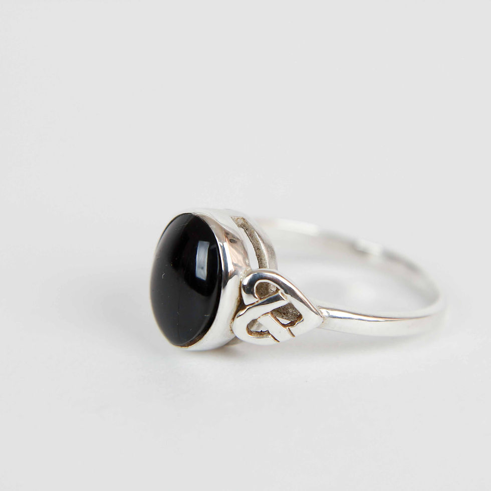 Whitby Jet Celtic Heart Ring