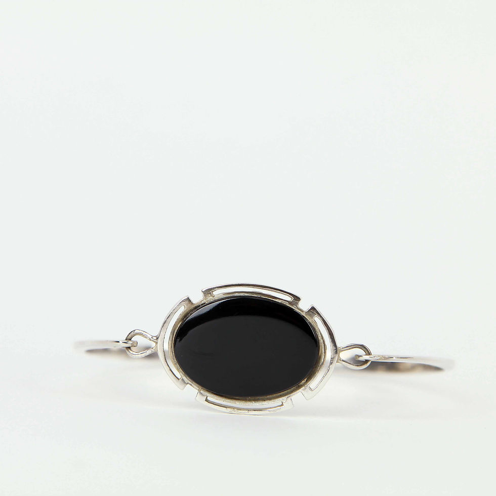Whitby Jet Silver Bangle