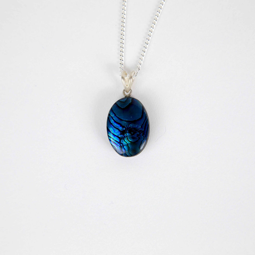 Whitby Jet Oval Blue Abalone Pendant