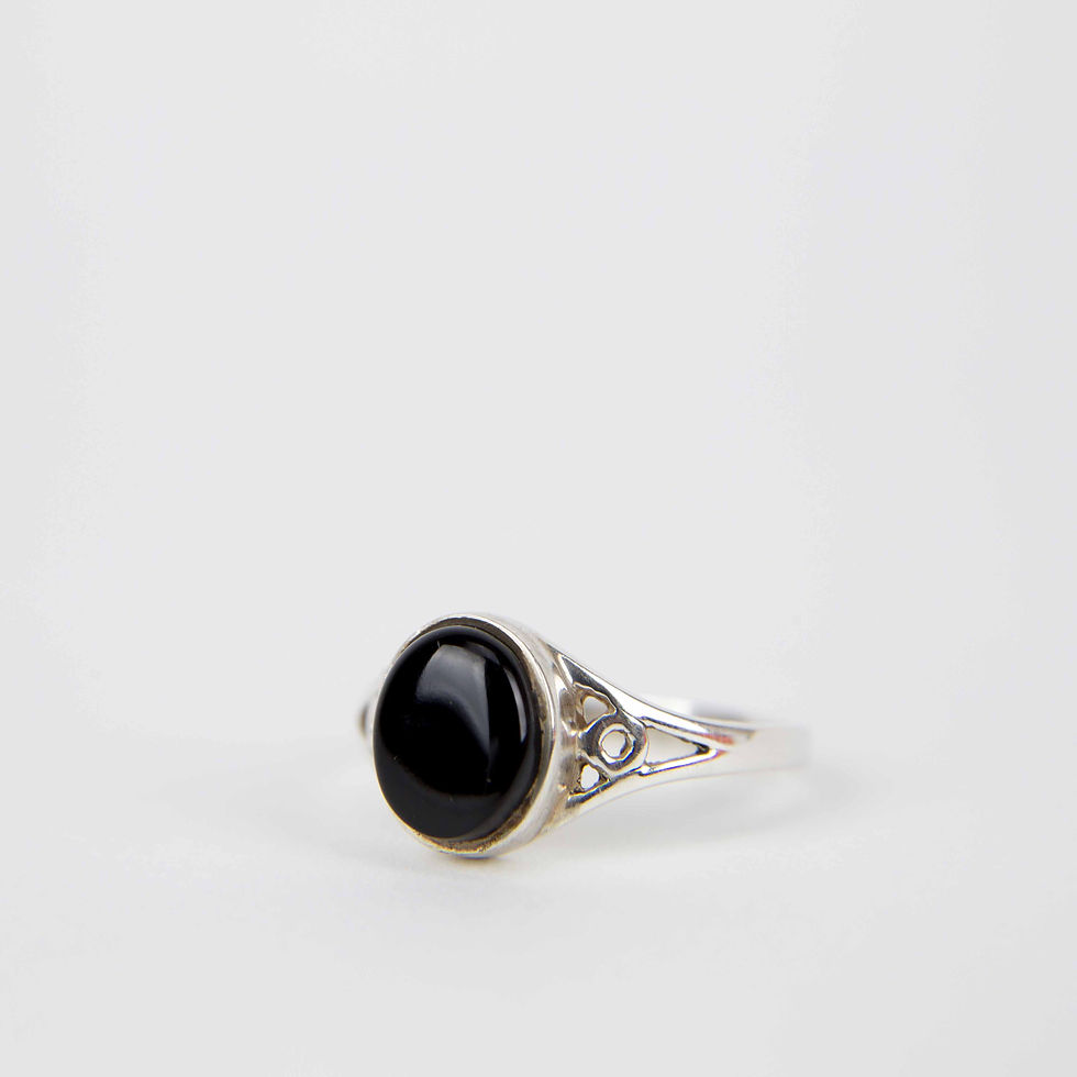 Whitby Jet Celtic Oval Ring