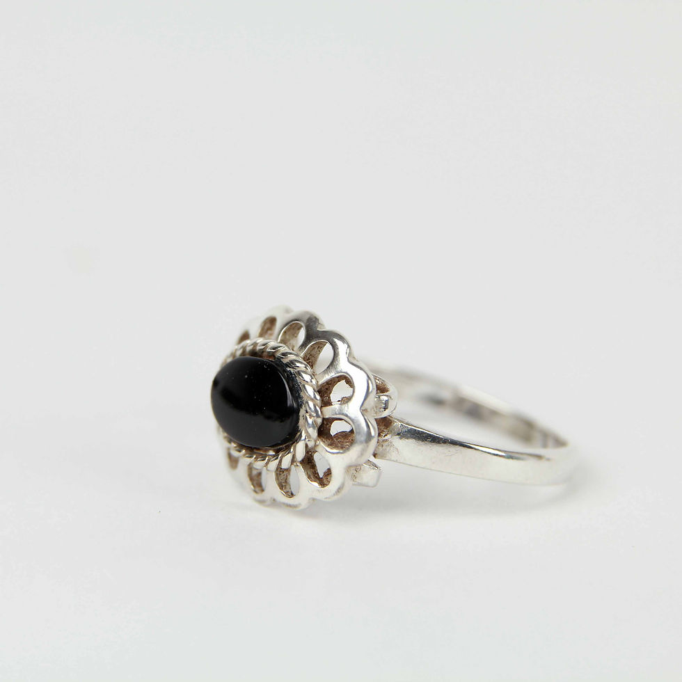 Whitby Jet Flower Ring