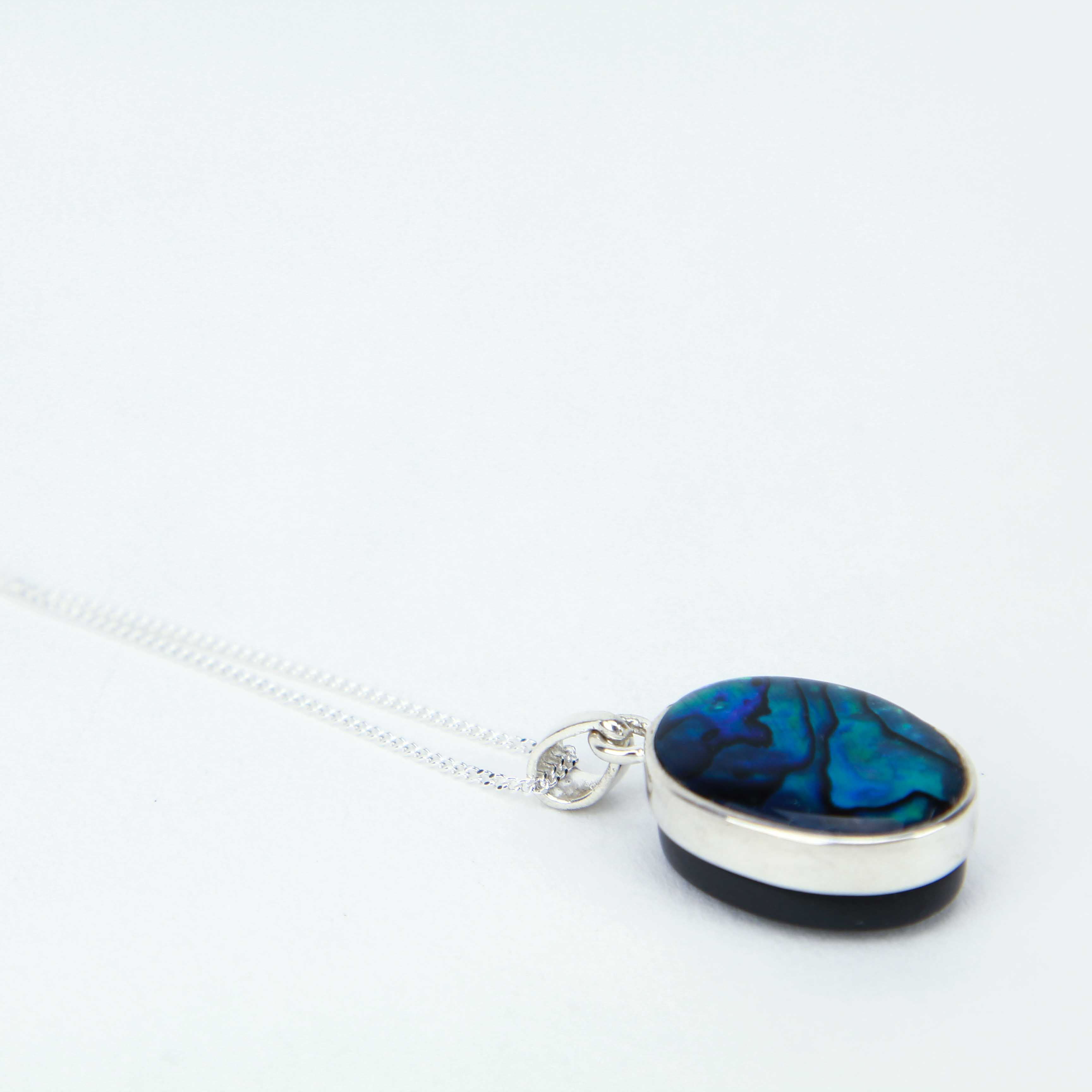 Whitby Jet small blue abalone Pendant