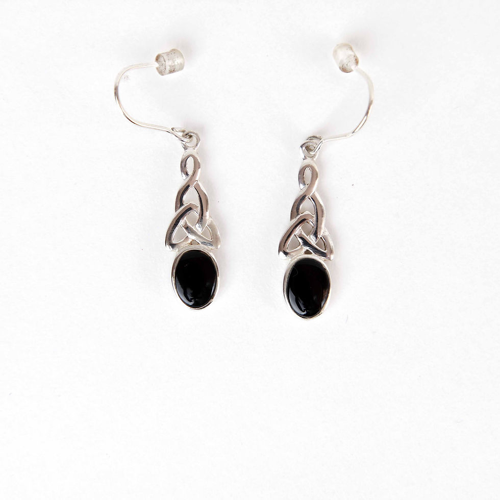 Whitby Jet Celtic Drop Earrings