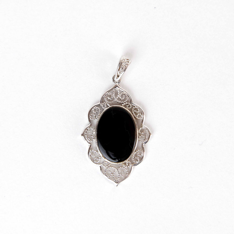 Whitby Jet Filagree Pendant
