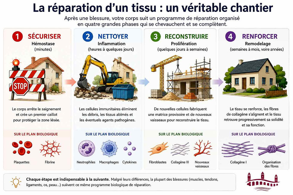 les différentes phase de la réparation tissulaire