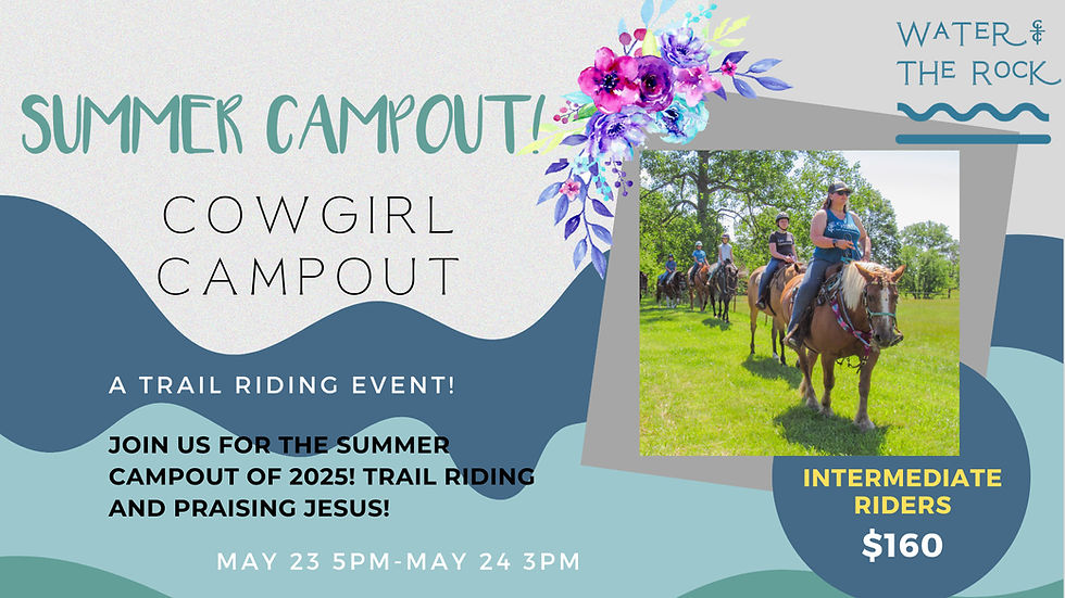 Summer cowgirl campout image. Cost $160. Water and the rock theme.