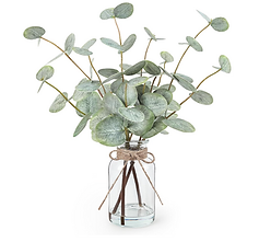 Artificial Eucalyptus Stems in Glass Vase
