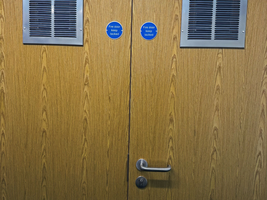 Commercial fire door installation at Fairway School in Birmingham by CT Contractors Preston