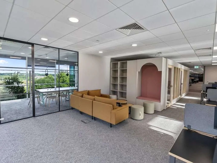 Refurbished atrium space at Ombudsman Offices Warrington completed by CT Contractors Preston